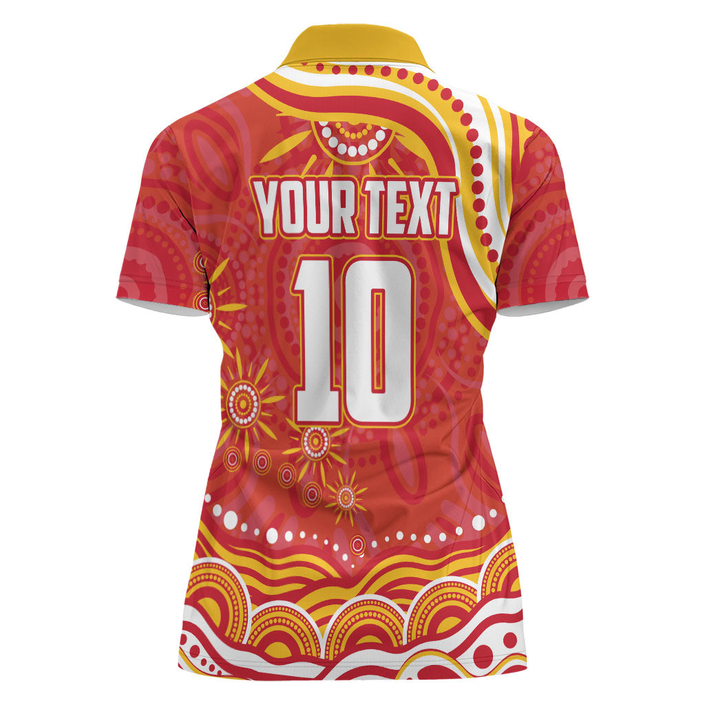 Personalized Gold Coast Suns Mascot Women Polo Shirt Aboriginal Dot Art - Dreamtime Football Mascot