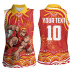 Personalized Gold Coast Suns Mascot Women Sleeveless Polo Shirt Aboriginal Dot Art - Dreamtime Football Mascot