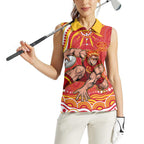 Personalized Gold Coast Suns Mascot Women Sleeveless Polo Shirt Aboriginal Dot Art - Dreamtime Football Mascot