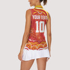 Personalized Gold Coast Suns Mascot Women Sleeveless Polo Shirt Aboriginal Dot Art - Dreamtime Football Mascot