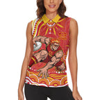 Personalized Gold Coast Suns Mascot Women Sleeveless Polo Shirt Aboriginal Dot Art - Dreamtime Football Mascot