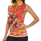 Personalized Gold Coast Suns Mascot Women Sleeveless Polo Shirt Aboriginal Dot Art - Dreamtime Football Mascot