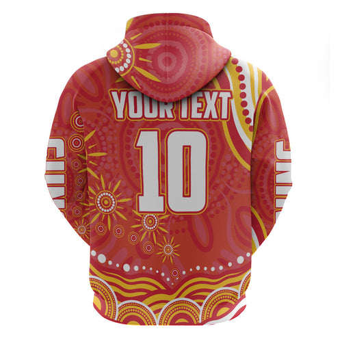 Personalized Gold Coast Suns Mascot Zip Hoodie Aboriginal Dot Art - Dreamtime Football Mascot