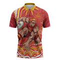 Personalized Gold Coast Suns Mascot Zipper Polo Shirt Aboriginal Dot Art - Dreamtime Football Mascot