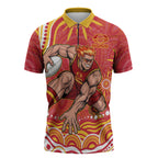 Personalized Gold Coast Suns Mascot Zipper Polo Shirt Aboriginal Dot Art - Dreamtime Football Mascot