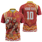 Personalized Gold Coast Suns Mascot Zipper Polo Shirt Aboriginal Dot Art - Dreamtime Football Mascot