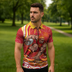 Personalized Gold Coast Suns Mascot Zipper Polo Shirt Aboriginal Dot Art - Dreamtime Football Mascot