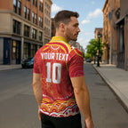 Personalized Gold Coast Suns Mascot Zipper Polo Shirt Aboriginal Dot Art - Dreamtime Football Mascot
