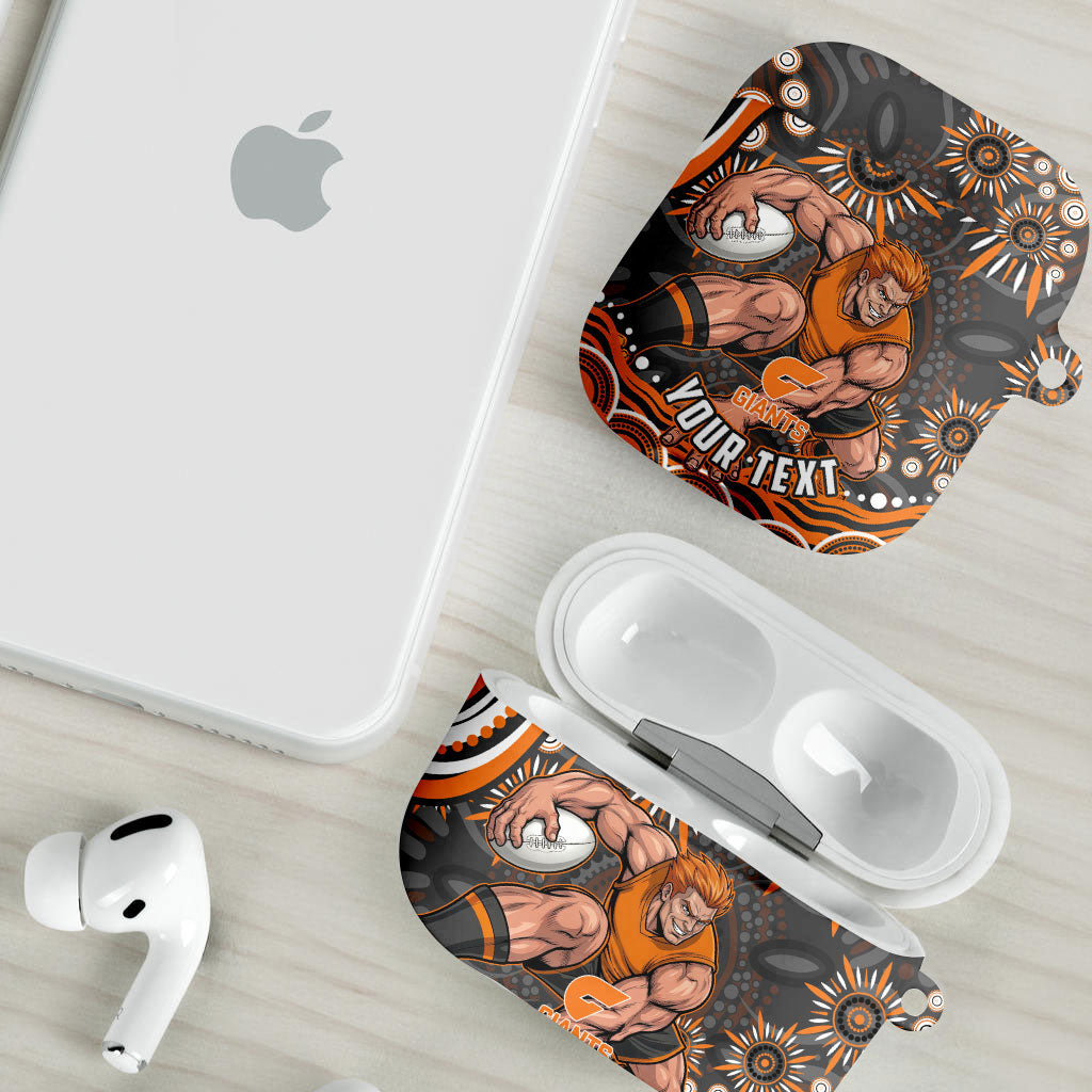 Personalized GWS Giants Rugby AirPods Case Aboriginal Dot Art - Dreamtime Football Mascot