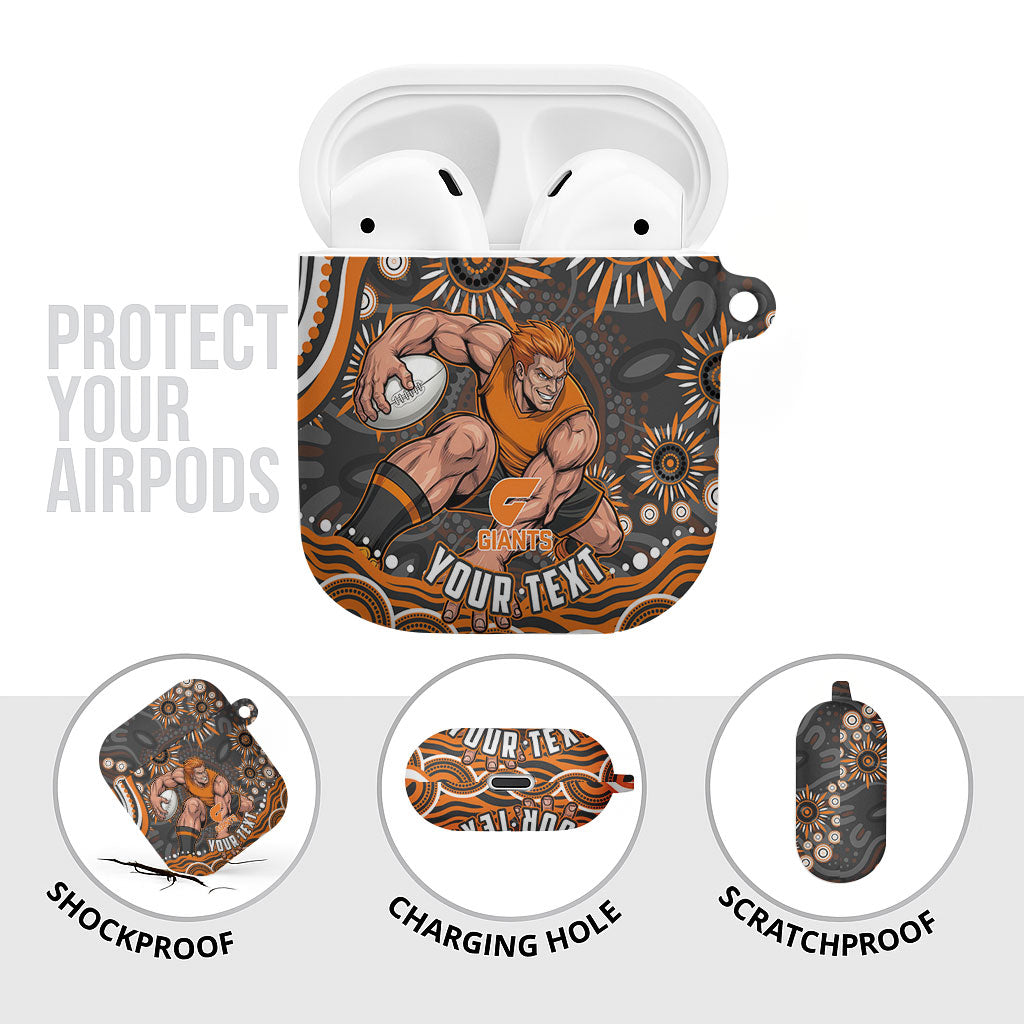 Personalized GWS Giants Rugby AirPods Case Aboriginal Dot Art - Dreamtime Football Mascot
