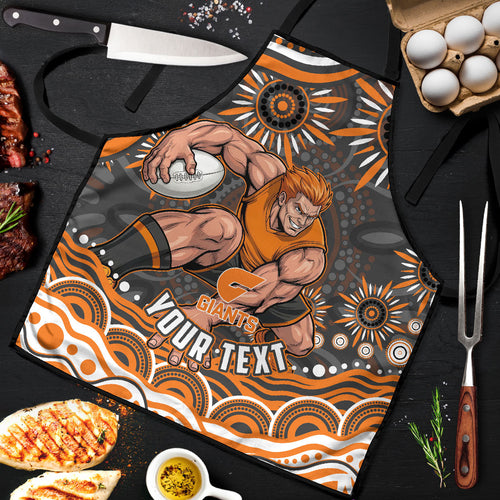 Personalized GWS Giants Rugby Apron Aboriginal Dot Art - Dreamtime Football Mascot
