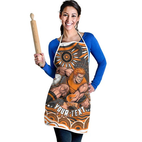 Personalized GWS Giants Rugby Apron Aboriginal Dot Art - Dreamtime Football Mascot