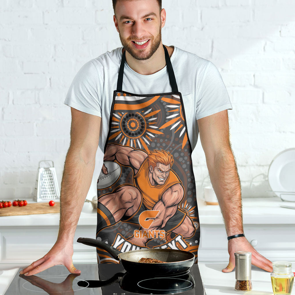 Personalized GWS Giants Rugby Apron Aboriginal Dot Art - Dreamtime Football Mascot