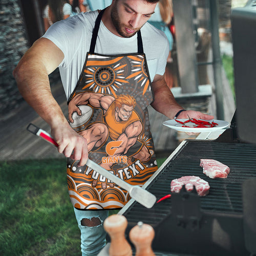 Personalized GWS Giants Rugby Apron Aboriginal Dot Art - Dreamtime Football Mascot