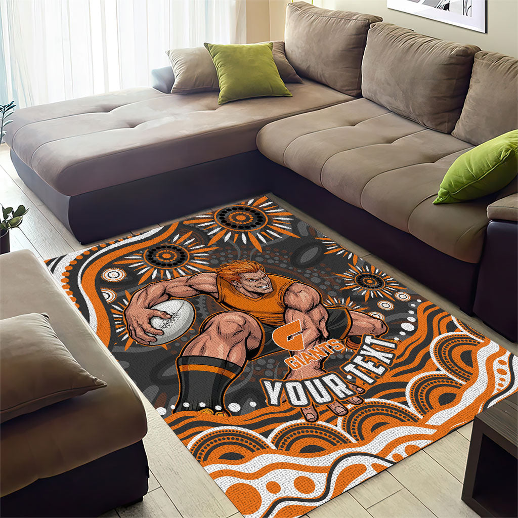 Personalized GWS Giants Rugby Area Rug Aboriginal Dot Art - Dreamtime Football Mascot