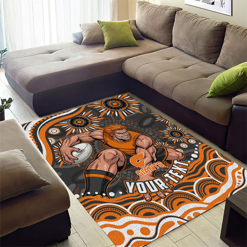 Personalized GWS Giants Rugby Area Rug Aboriginal Dot Art - Dreamtime Football Mascot