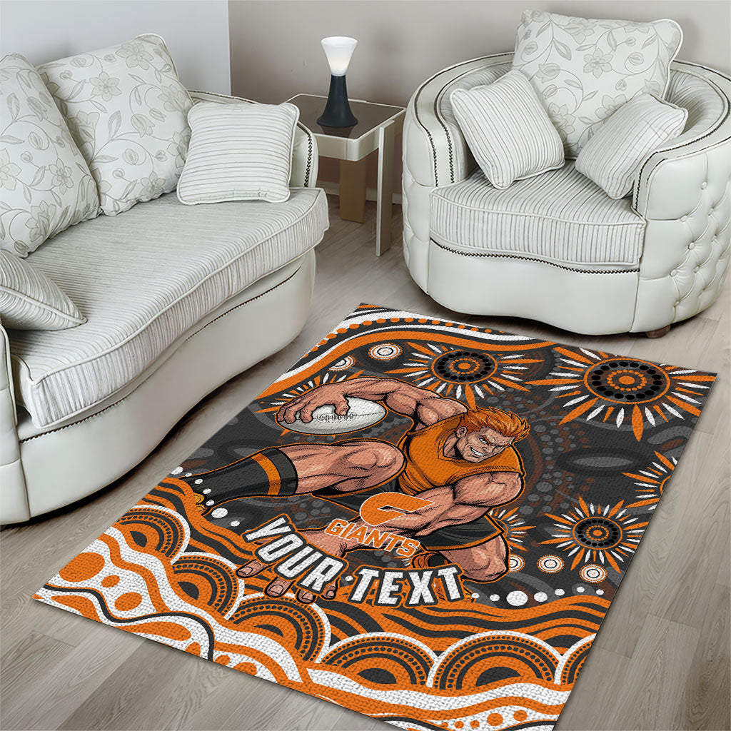 Personalized GWS Giants Rugby Area Rug Aboriginal Dot Art - Dreamtime Football Mascot