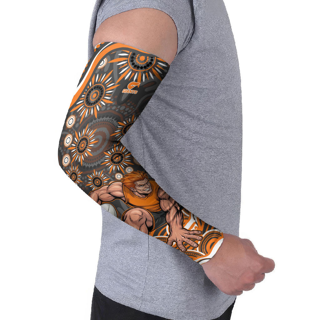 Personalized GWS Giants Rugby Arm Sleeves Aboriginal Dot Art - Dreamtime Football Mascot