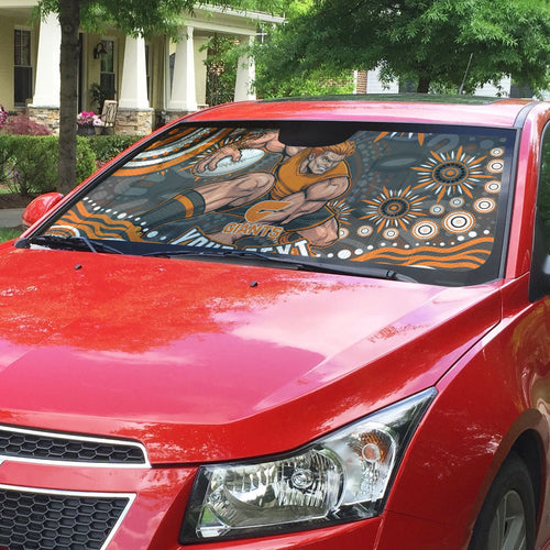 Personalized GWS Giants Rugby Auto Sun Shade Aboriginal Dot Art - Dreamtime Football Mascot