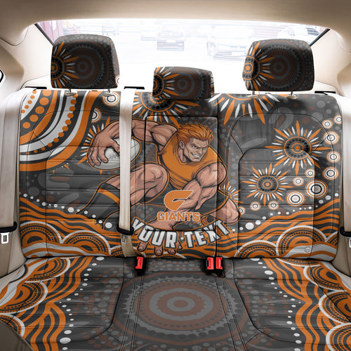 Personalized GWS Giants Rugby Back Car Seat Cover Aboriginal Dot Art - Dreamtime Football Mascot