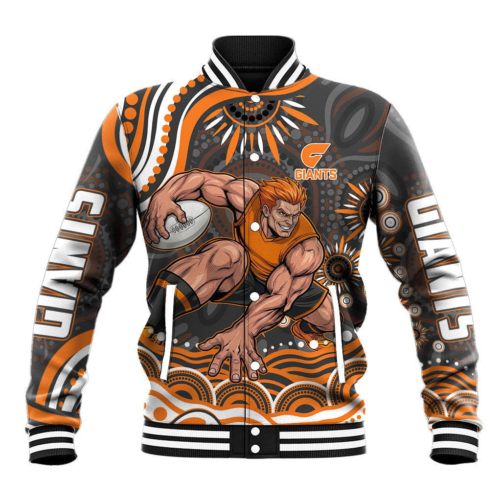 Personalized GWS Giants Rugby Baseball Jacket Aboriginal Dot Art - Dreamtime Football Mascot
