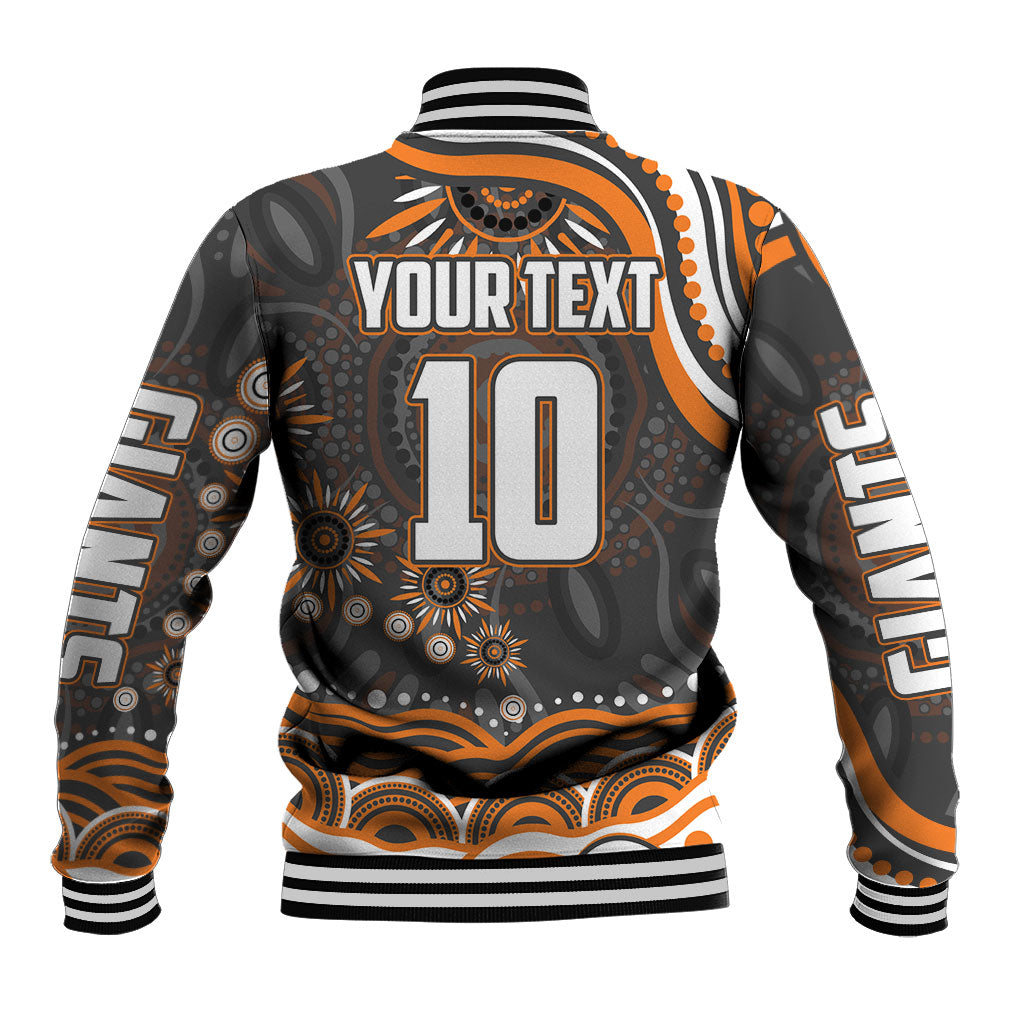Personalized GWS Giants Rugby Baseball Jacket Aboriginal Dot Art - Dreamtime Football Mascot