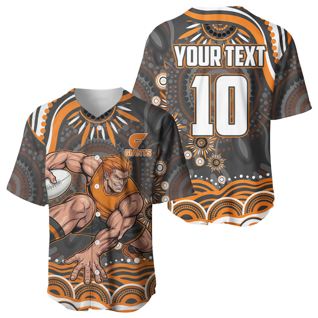 Personalized GWS Giants Rugby Baseball Jersey Aboriginal Dot Art - Dreamtime Football Mascot