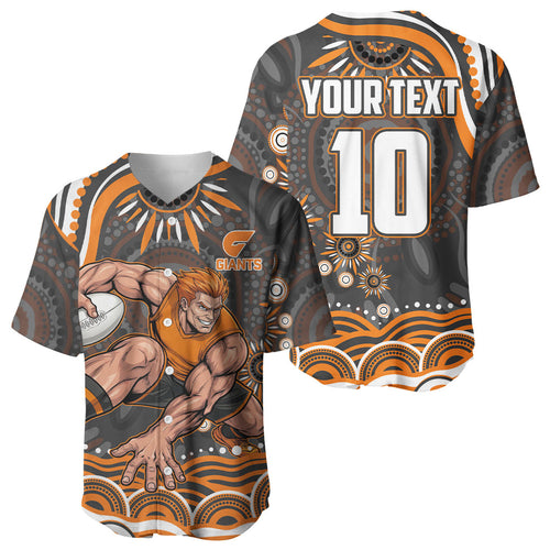 Personalized GWS Giants Rugby Baseball Jersey Aboriginal Dot Art - Dreamtime Football Mascot