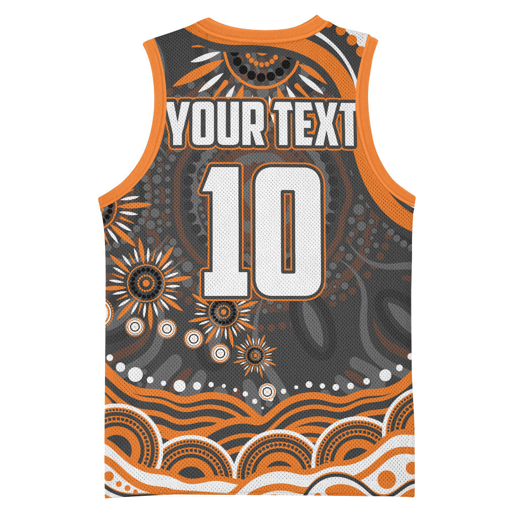Personalized GWS Giants Rugby Basketball Jersey Aboriginal Dot Art - Dreamtime Football Mascot