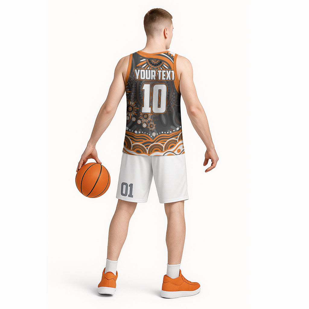Personalized GWS Giants Rugby Basketball Jersey Aboriginal Dot Art - Dreamtime Football Mascot