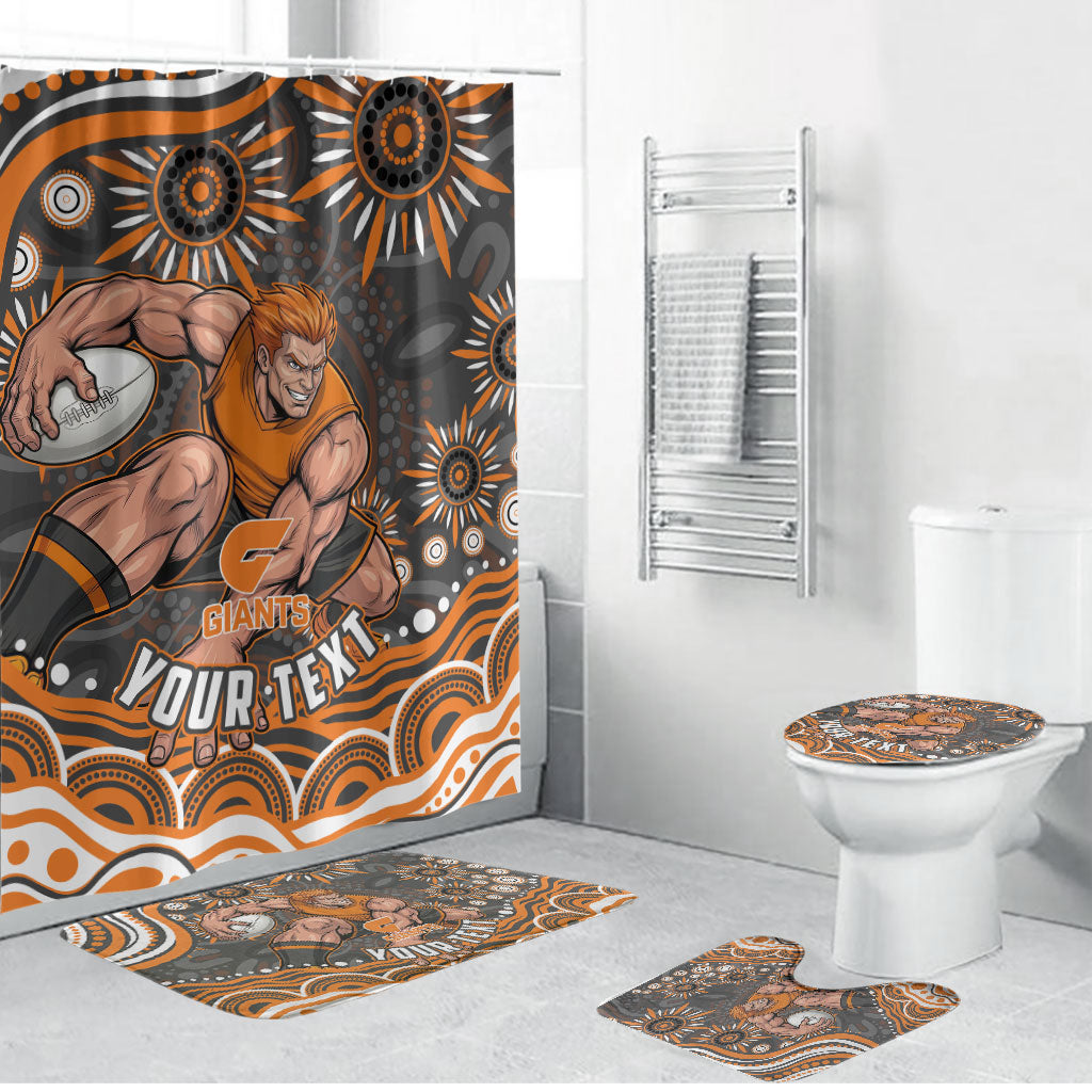 Personalized GWS Giants Rugby Bathroom Set Aboriginal Dot Art - Dreamtime Football Mascot