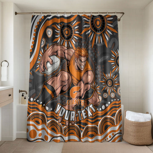 Personalized GWS Giants Rugby Bathroom Set Aboriginal Dot Art - Dreamtime Football Mascot