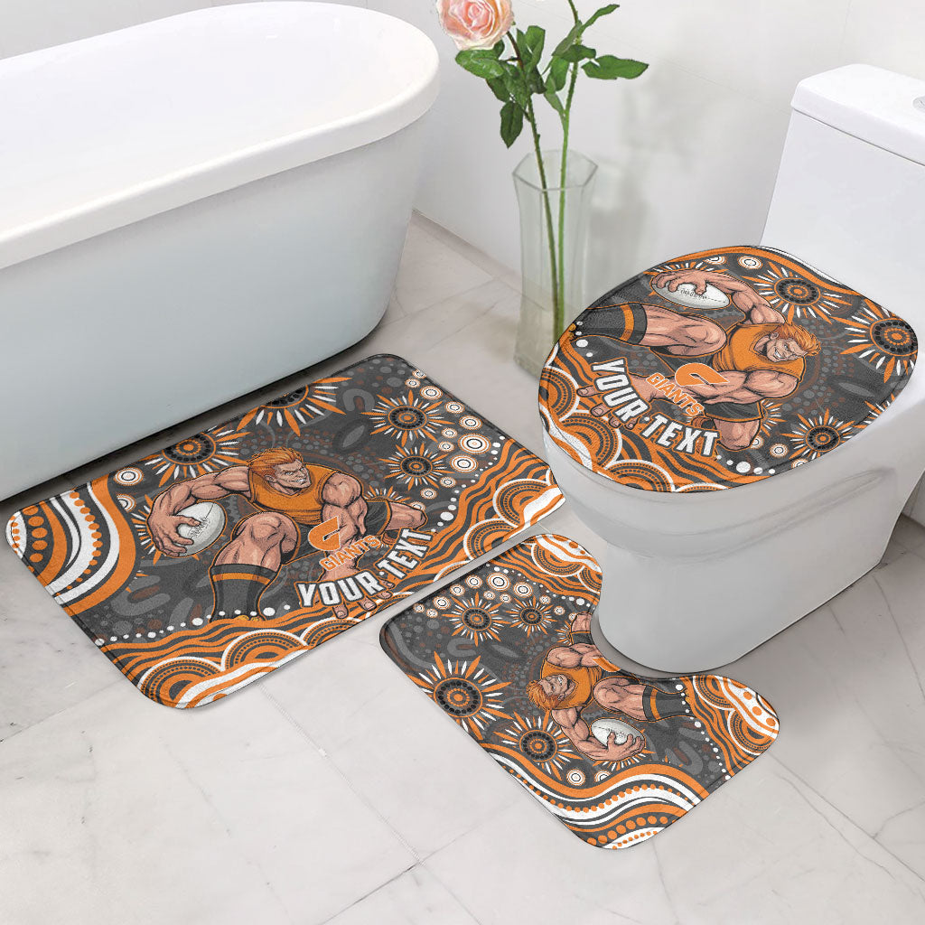 Personalized GWS Giants Rugby Bathroom Set Aboriginal Dot Art - Dreamtime Football Mascot