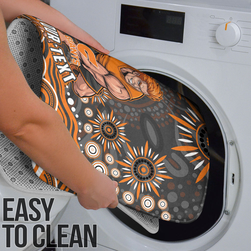 Personalized GWS Giants Rugby Bathroom Set Aboriginal Dot Art - Dreamtime Football Mascot