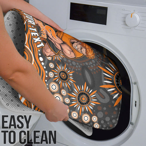 Personalized GWS Giants Rugby Bathroom Set Aboriginal Dot Art - Dreamtime Football Mascot