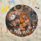 Personalized GWS Giants Rugby Beach Blanket Aboriginal Dot Art - Dreamtime Football Mascot