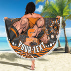 Personalized GWS Giants Rugby Beach Blanket Aboriginal Dot Art - Dreamtime Football Mascot