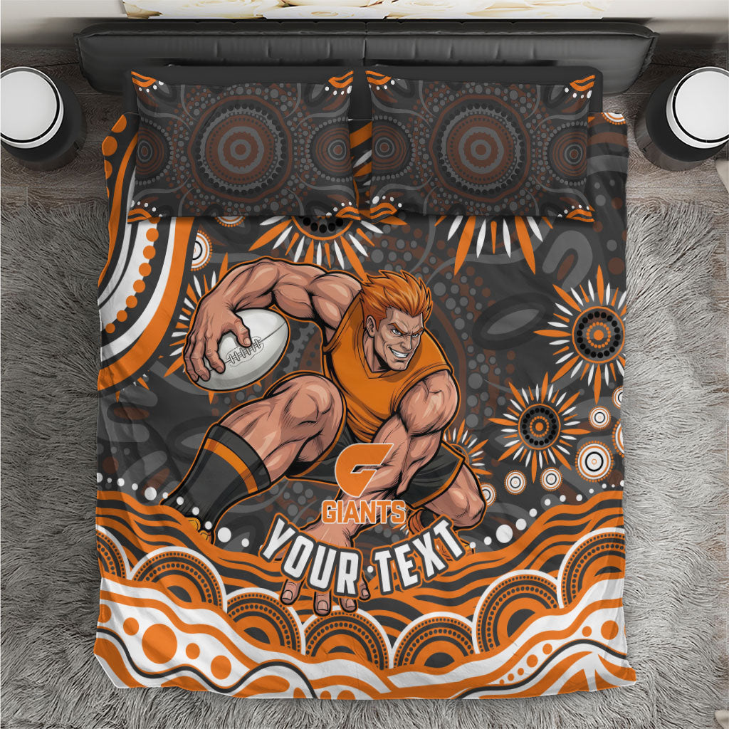 Personalized GWS Giants Rugby Bedding Set Aboriginal Dot Art - Dreamtime Football Mascot