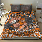 Personalized GWS Giants Rugby Bedding Set Aboriginal Dot Art - Dreamtime Football Mascot