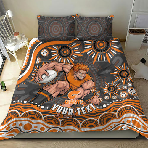 Personalized GWS Giants Rugby Bedding Set Aboriginal Dot Art - Dreamtime Football Mascot