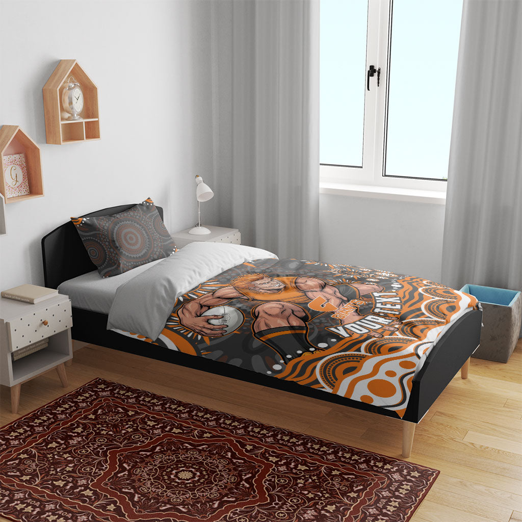 Personalized GWS Giants Rugby Bedding Set Aboriginal Dot Art - Dreamtime Football Mascot