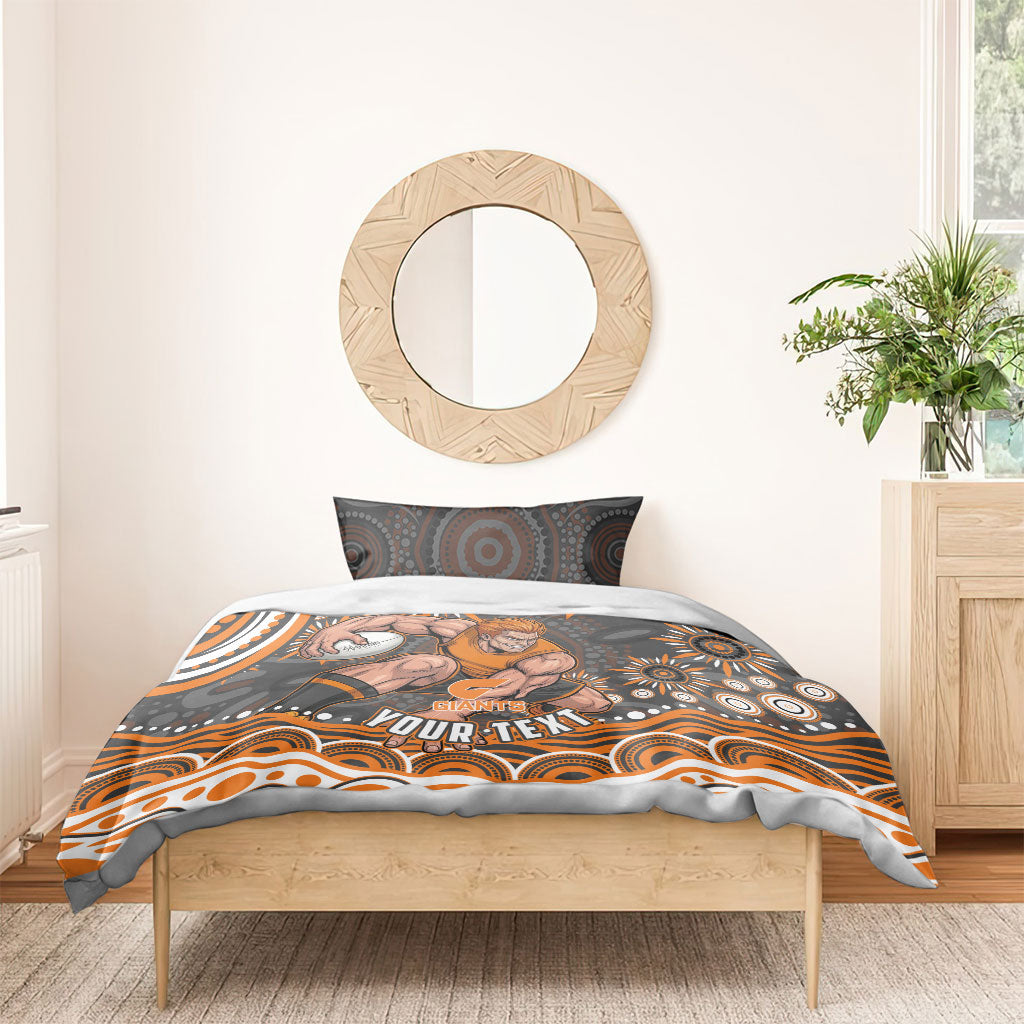Personalized GWS Giants Rugby Bedding Set Aboriginal Dot Art - Dreamtime Football Mascot