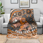 Personalized GWS Giants Rugby Blanket Aboriginal Dot Art - Dreamtime Football Mascot