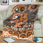 Personalized GWS Giants Rugby Blanket Aboriginal Dot Art - Dreamtime Football Mascot