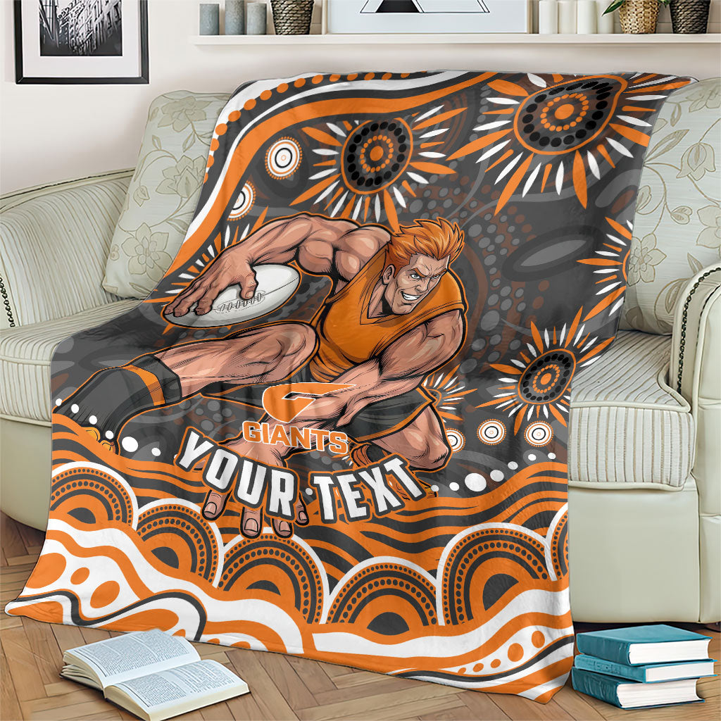 Personalized GWS Giants Rugby Blanket Aboriginal Dot Art - Dreamtime Football Mascot