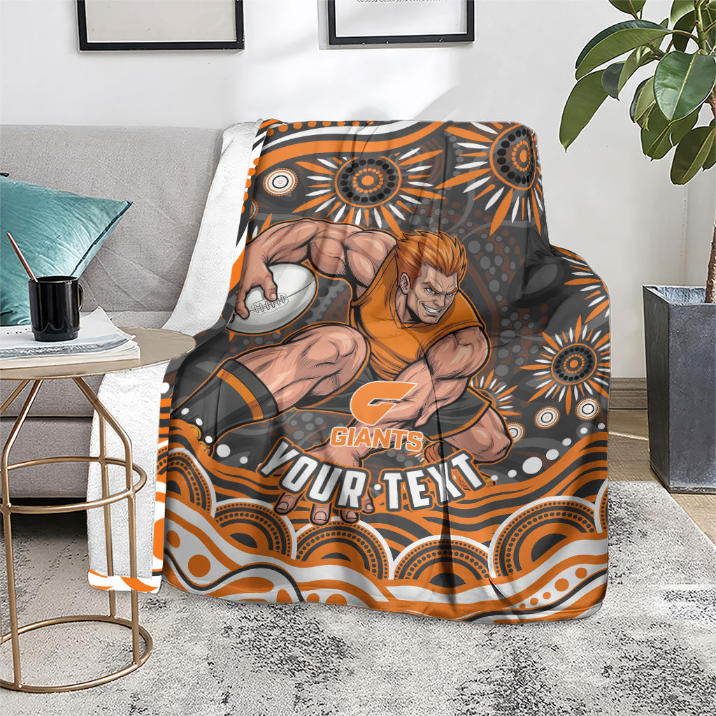 Personalized GWS Giants Rugby Blanket Aboriginal Dot Art - Dreamtime Football Mascot