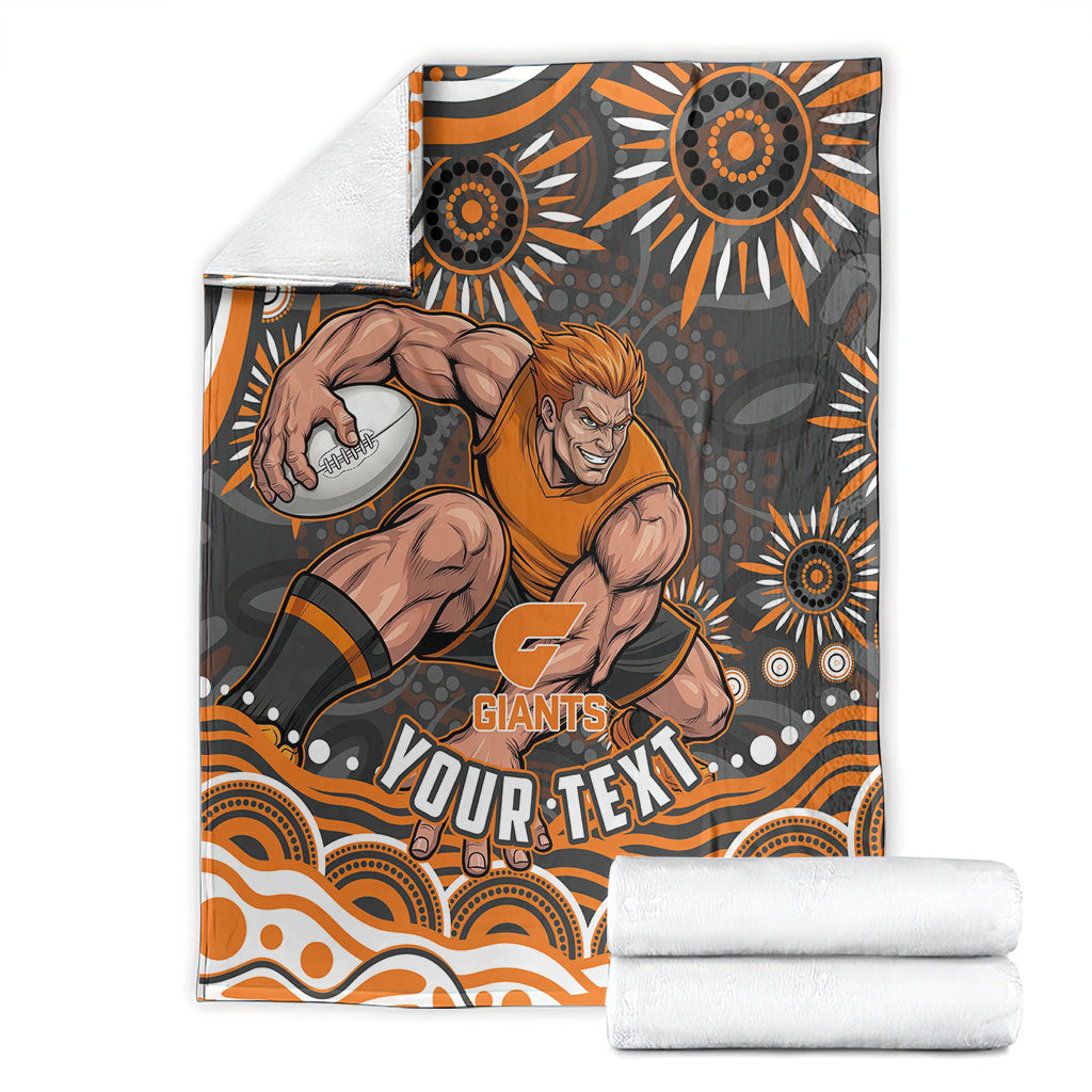 Personalized GWS Giants Rugby Blanket Aboriginal Dot Art - Dreamtime Football Mascot