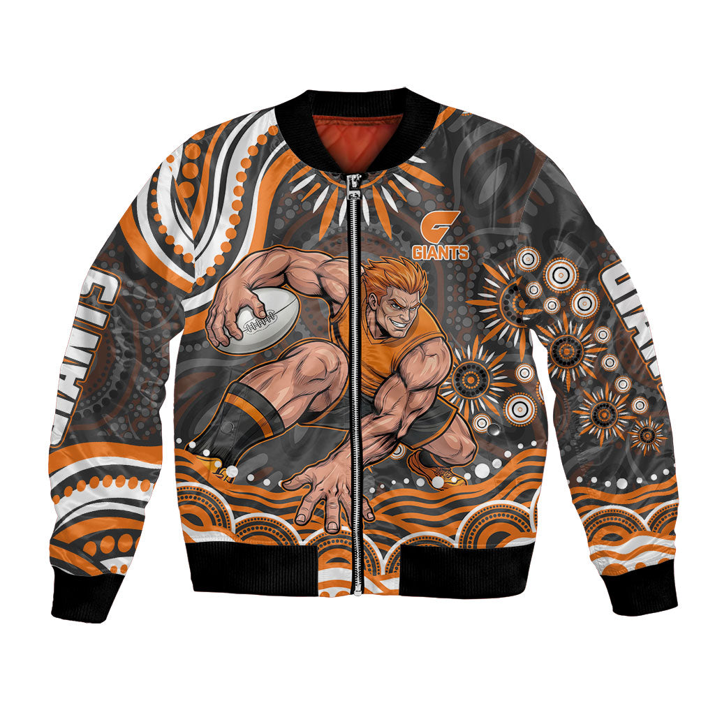 Personalized GWS Giants Rugby Bomber Jacket Aboriginal Dot Art - Dreamtime Football Mascot