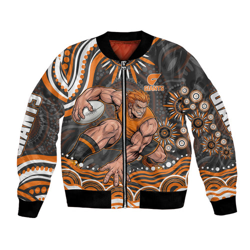 Personalized GWS Giants Rugby Bomber Jacket Aboriginal Dot Art - Dreamtime Football Mascot