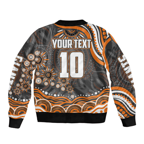 Personalized GWS Giants Rugby Bomber Jacket Aboriginal Dot Art - Dreamtime Football Mascot